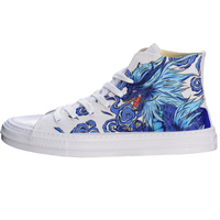 Original graffiti wave dragon high canvas shoes hand-painted shoes - Thumbnail 4