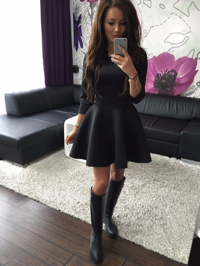 Long Sleeve Ruffled Party Dress