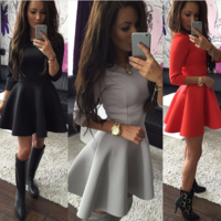 Long Sleeve Ruffled Party Dress - Thumbnail 1