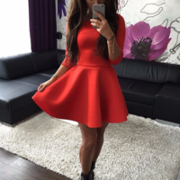 Long Sleeve Ruffled Party Dress - Thumbnail 2