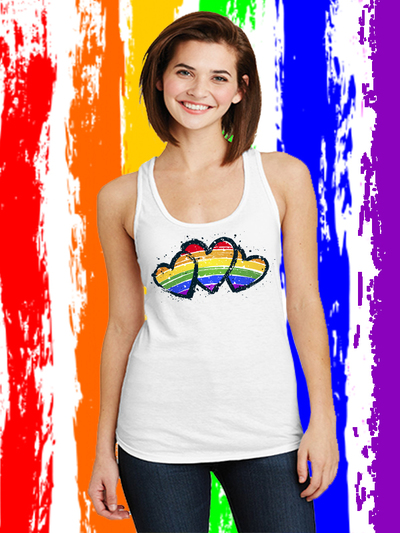 3 Grunge Rainbow Hearts