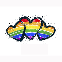 3 Grunge Rainbow Hearts White T-shirt - Thumbnail 2