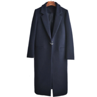 Classy Navy Blue Autumn and Winter Coat - Thumbnail 2