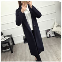 Classy Navy Blue Autumn and Winter Coat - Thumbnail 3