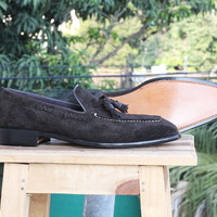 Men's Handmade Black Color Suede formal shoes Slip On Loafers Tussles Shoes - Thumbnail 1