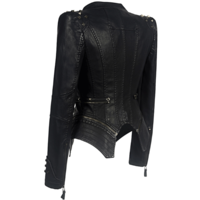 Gothic Black Casual PU Leather Jacket - Thumbnail 1
