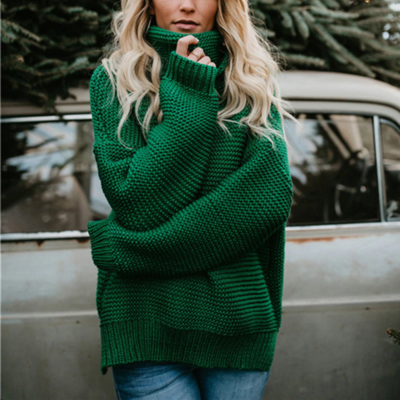 Casual solid color autumn and winter pullover sweater