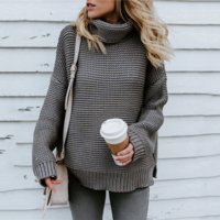 Casual Solid Color Autumn and Winter Pullover Sweater - Thumbnail 1