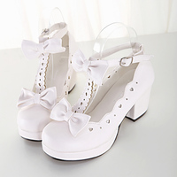 Cute bow single shoes cosplay high heels shoes - Thumbnail 1