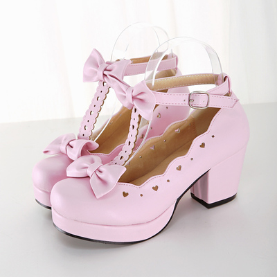 Cute bow single shoes cosplay high heels shoes