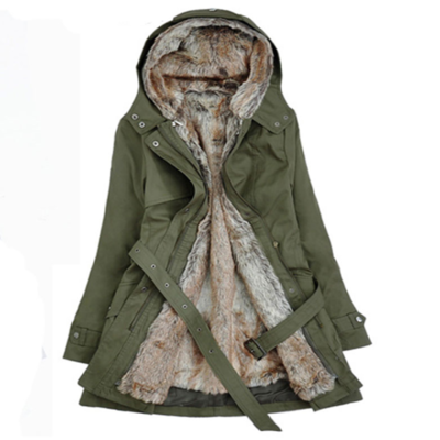 Women's hooded faux fur warm winter coats