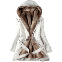 Women's Hooded Faux Fur Warm Winter Coats - Thumbnail 4