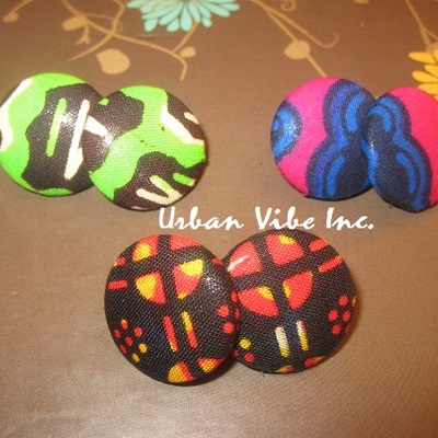 Sale urban button earrings set of 3 ( real bright)