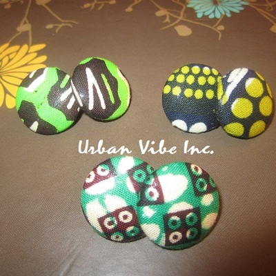 Sale urban button earrings set of 3 ( neon natural)