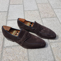Men's Handmade Brown Suede formal shoes, Slip On Penny Loafers Shoes - Thumbnail 1