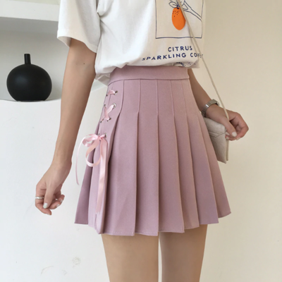 Gorgeus kawaii lace up pleated skirts - Thumbnail 4