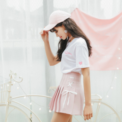 Harajuku kawaii bow tie japanese pleated skirt - Thumbnail 2