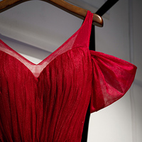 Burgundy tulle long prom dress, evening dress - Thumbnail 2