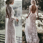 Vintage Lace High Neck Mermaid Wedding Dress Long Sleeves Sexy Open Back Bridal Gowns Court Train Boho Wedding Party Dress,226-1