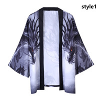 Ukiyo-eki retro dragon thin cardigan cropped sleeve coat - Thumbnail 1