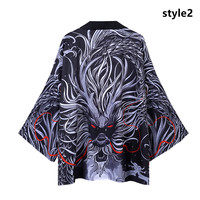 Ukiyo-eki retro dragon thin cardigan cropped sleeve coat - Thumbnail 2