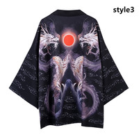 Ukiyo-eki retro dragon thin cardigan cropped sleeve coat - Thumbnail 4