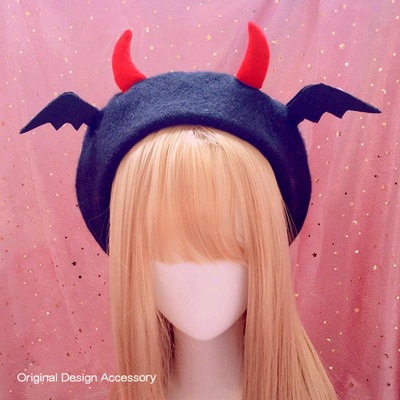 Devil wings cute little horn hat beret