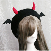 Devil wings cute little horn hat beret - Thumbnail 1