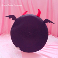 Devil wings cute little horn hat beret - Thumbnail 3