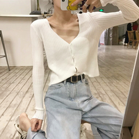 Chic V-neck Button Knit Sweater Cardigan - Thumbnail 4