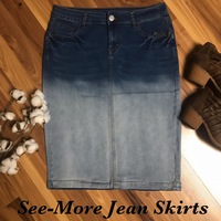 BLUE BLUSH MID LENGTH DENIM SKIRT  - Thumbnail 1