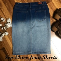 BLUE BLUSH MID LENGTH DENIM SKIRT  - Thumbnail 2