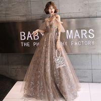 Stylish tulle sequins long prom dress, evening dress - Thumbnail 4