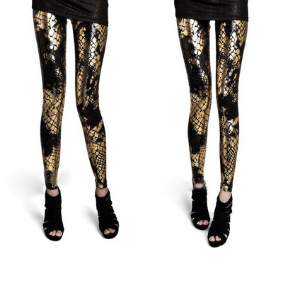 Metallic snake pattern leggings