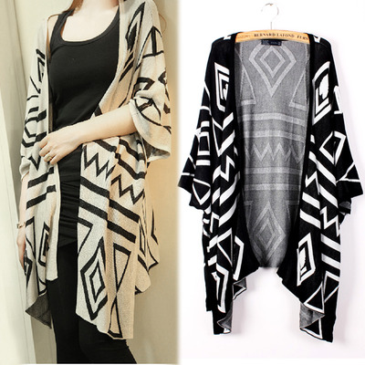 Aztec batwing sleeve sweater duster