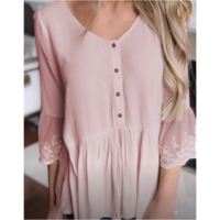 Fashion Solid Color Button Top - Thumbnail 1