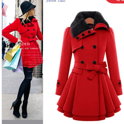 Elegant european style double breasted winter coat