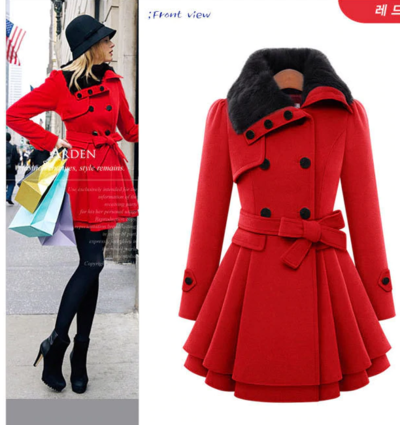 Elegant European Style Double Breasted Winter Coat