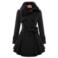 Elegant European Style Double Breasted Winter Coat - Thumbnail 3