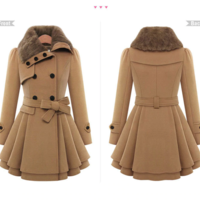 Elegant European Style Double Breasted Winter Coat - Thumbnail 2