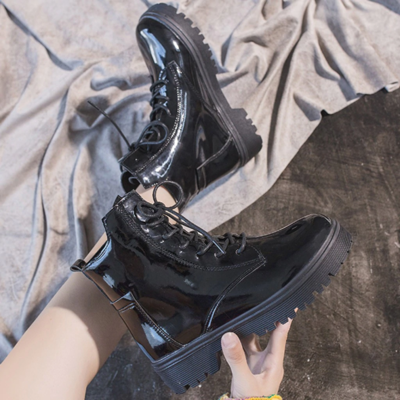 Black lace up ankle boots