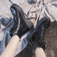 Black Lace up Ankle Boots - Thumbnail 1