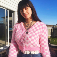 PINK CHECKER SHORT FURRY JACKET - Thumbnail 2