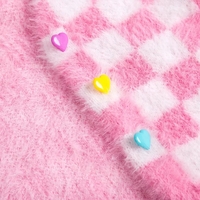 PINK CHECKER SHORT FURRY JACKET - Thumbnail 4