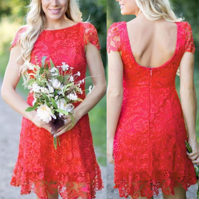 Cap Sleeves Lace Short Bridesmaid Dresses for Wedding Party