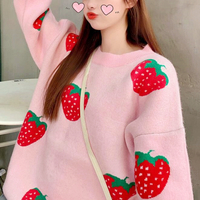 Strawberry Pink Knitted Sweater - Thumbnail 3