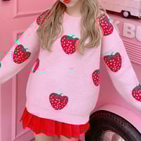 Strawberry Pink Knitted Sweater - Thumbnail 4