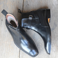 Ankle High Black Color Jodhpurs Boot, Men's Handmade Leather Buckle Boots - Thumbnail 1