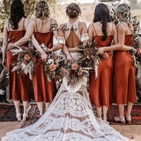 Spaghetti Straps Ankle Length Bridesmaid Dresses for Wedding Party - Thumbnail 1