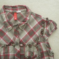 Pink/Grey Plaid Button Down Shirt - Thumbnail 1